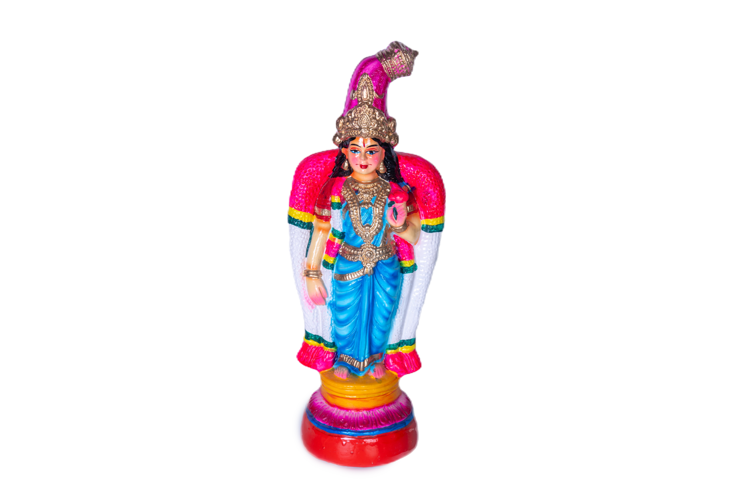 Goddess Andal in Blue Saree Paper Mache Golu Doll for Navaratri & Sankaranti – Swatika USA