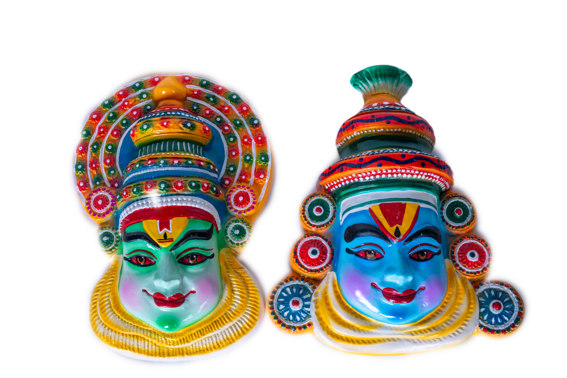 Kadakali Ramar Krishnar Medium Paper Mache Wall Hanging Decor for Navaratri & Sankaranti – Swatika USA