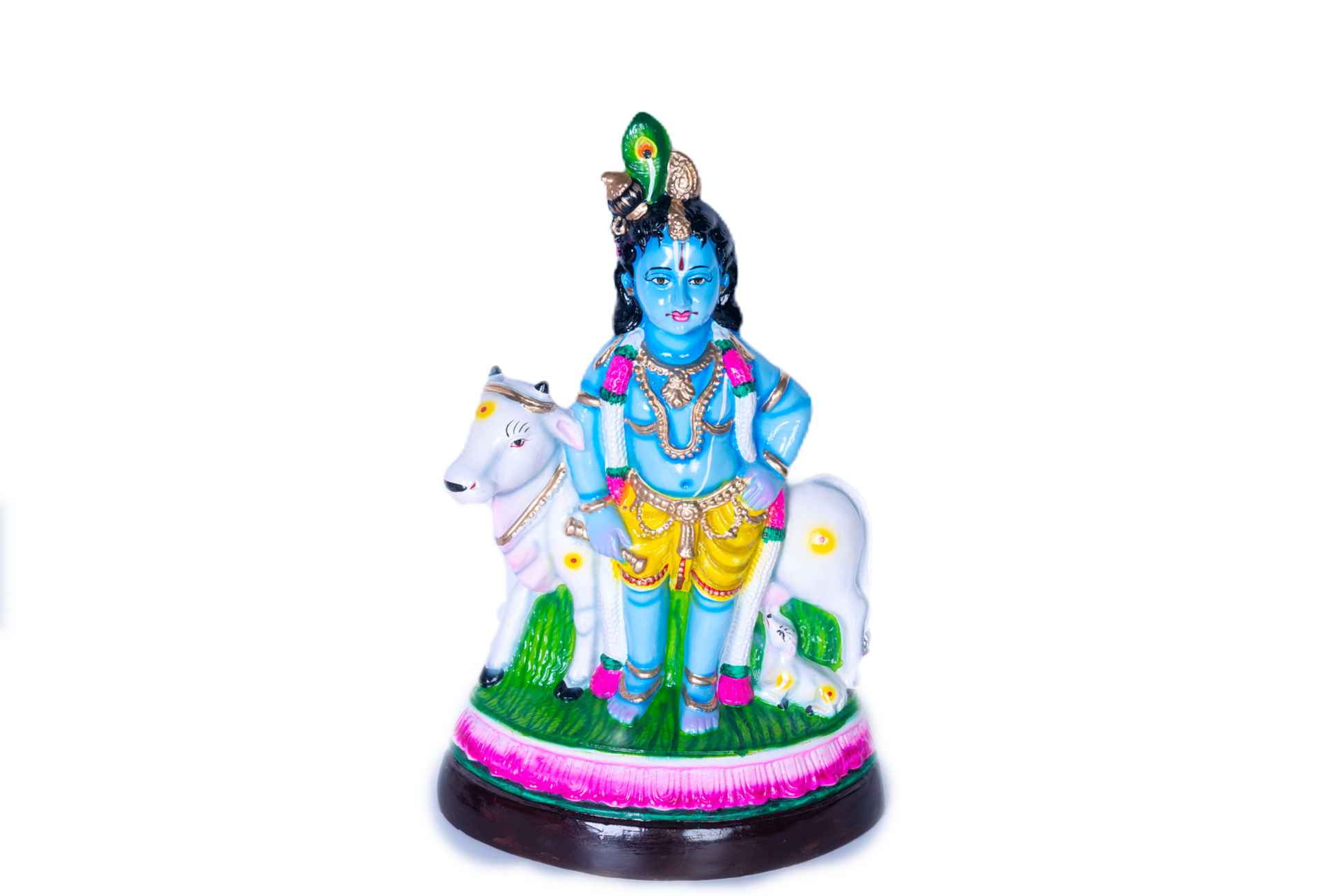 Cow Krishna Statue Paper Mache Golu Doll for Navaratri & Sankaranti – Swatika USA