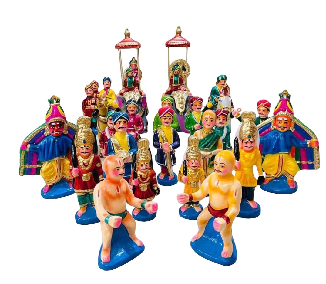 Mysore Dasara Paper Mache Golu Doll Set for Navaratri & Sankaranti – Swatika USA