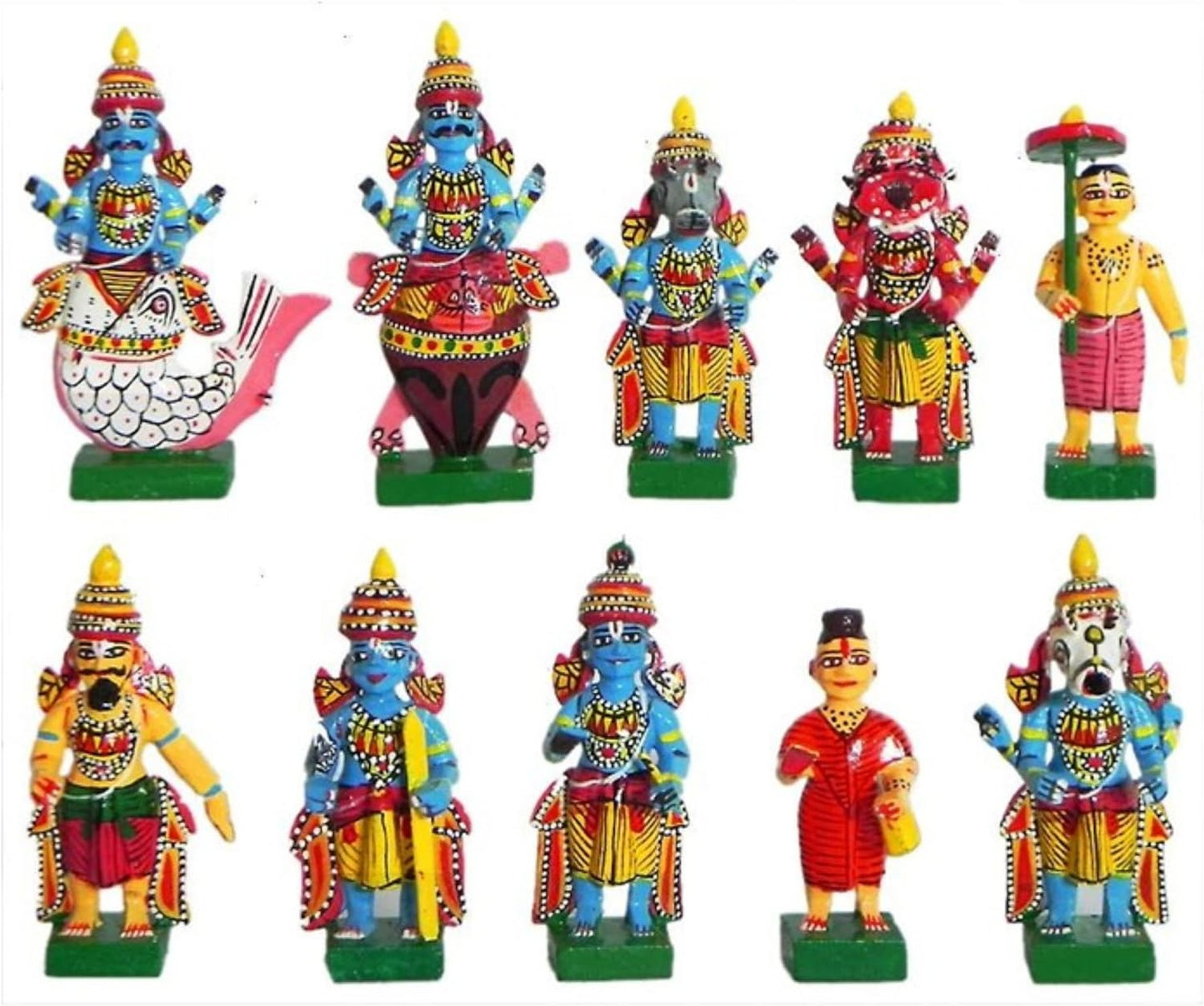 Kondapalli Wood Dasavatharam Golu Doll Set for Navaratri & Sankaranti – Swatika USA