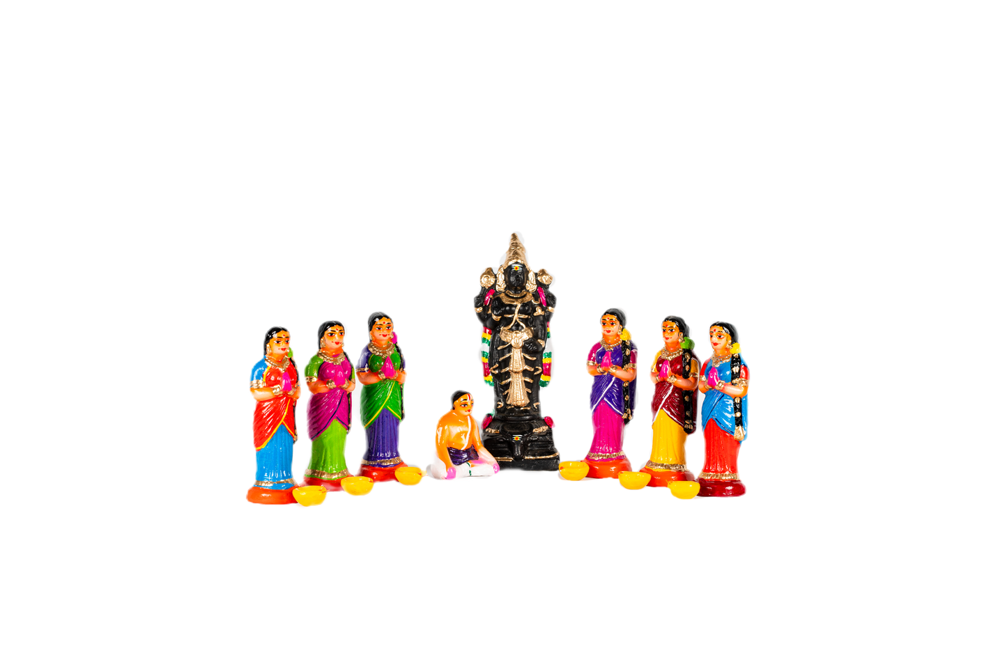 Vilakku Pooja Set Clay Golu Doll Set for Navaratri & Sankaranti – Swatika USA