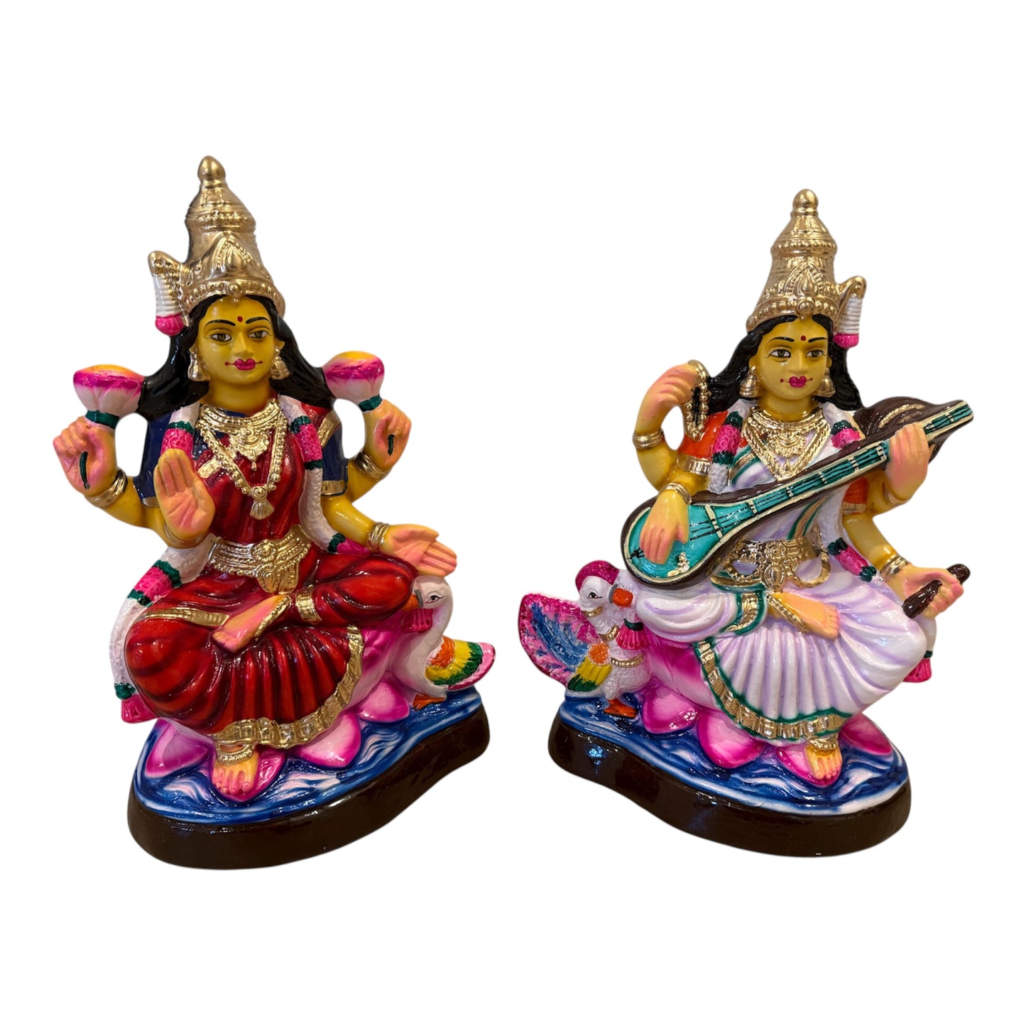Lakshmi Saraswathi Paper Mache Golu Doll for Navaratri & Sankaranti – Swatika USA