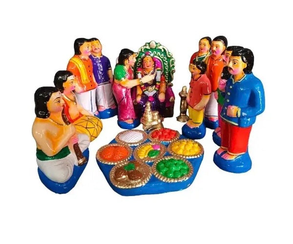 Manjal Neerattu Vizha set Clay Golu Doll Set for Navaratri & Sankaranti – Swatika USA