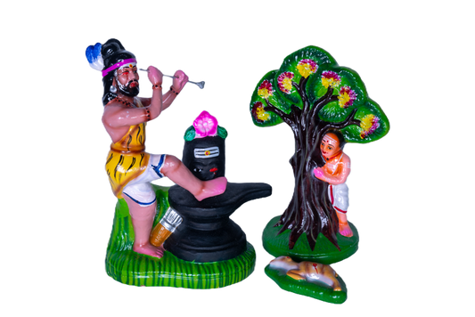 Kannappa Nayanar Set Clay Golu Doll Set for Navaratri & Sankaranti – Swatika USA
