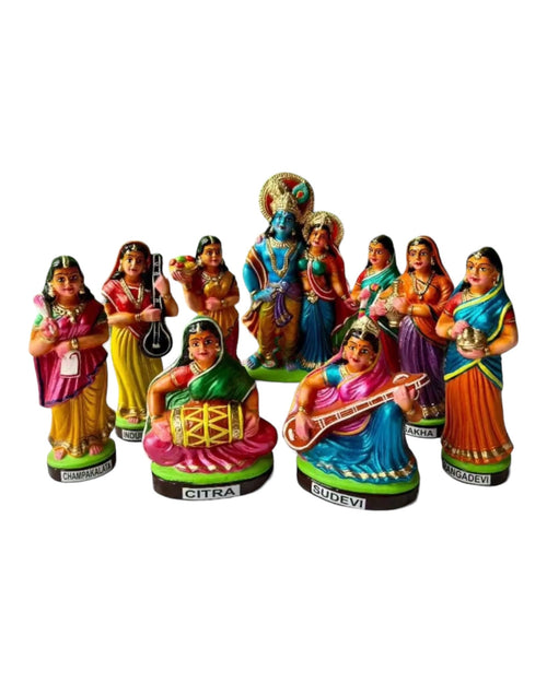 Krishna Ashta Sakhi Clay Golu Doll Set for Navaratri & Sankaranti – Swatika USA