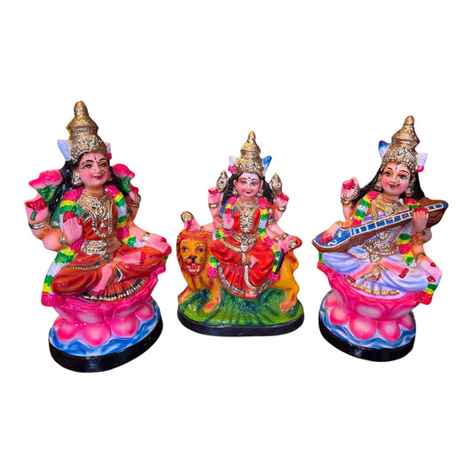 Medium Durga Lakshmi Saraswathi Paper Mache Golu Set for Navaratri & Sankaranti – Swatika USA