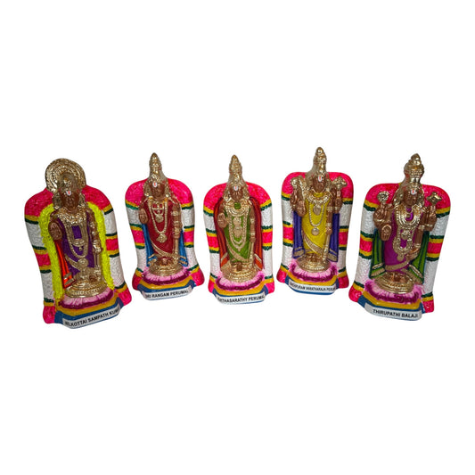 Suvai Perumal Set of 5 Paper Mache Golu Doll for Navaratri & Sankaranti – Swatika USA
