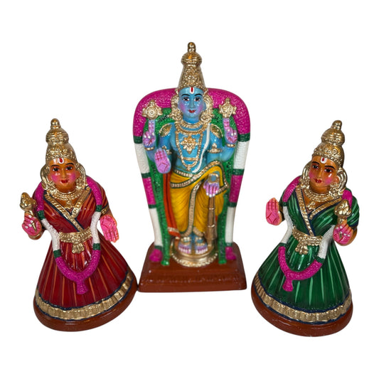 Perumal Sridevi and Boodevi Utsava Paper Mache Golu Doll for Navaratri & Sankaranti – Swatika USA