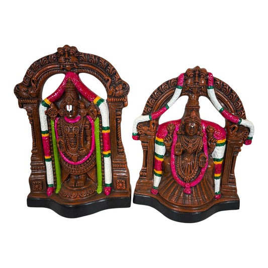 Perumal Thayar Wood Paper Mache Golu Doll for Navaratri & Sankaranti – Swatika USA
