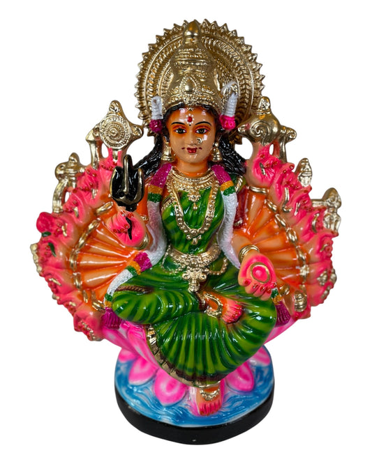Mahalakshmi with 18 Hands Paper Mache Golu Doll for Navaratri & Sankaranti – Swatika USA