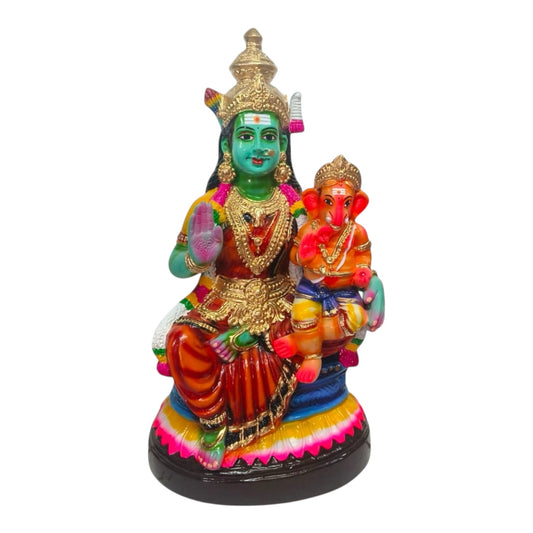 Parvathy With Vinayagar Paper Mache Golu Doll for Navaratri & Sankaranti – Swatika USA