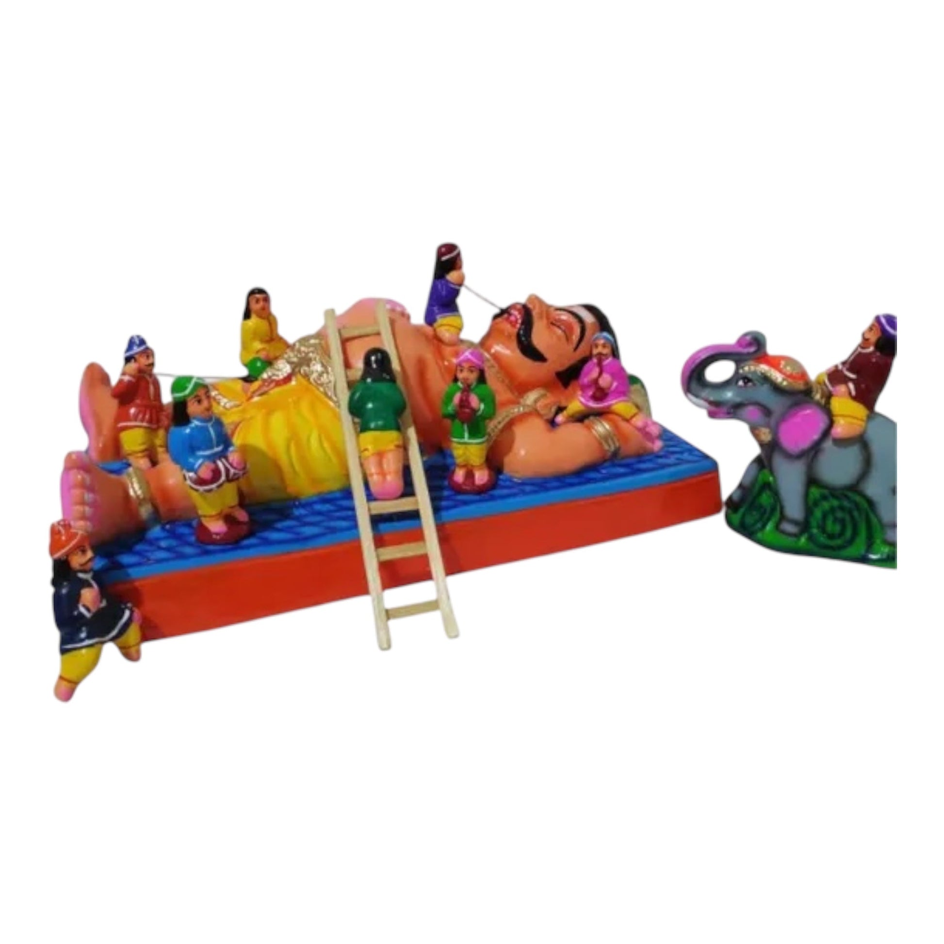 Kumbakarnan Set Paper Mache Golu Doll for Navaratri & Sankaranti – Swatika USA